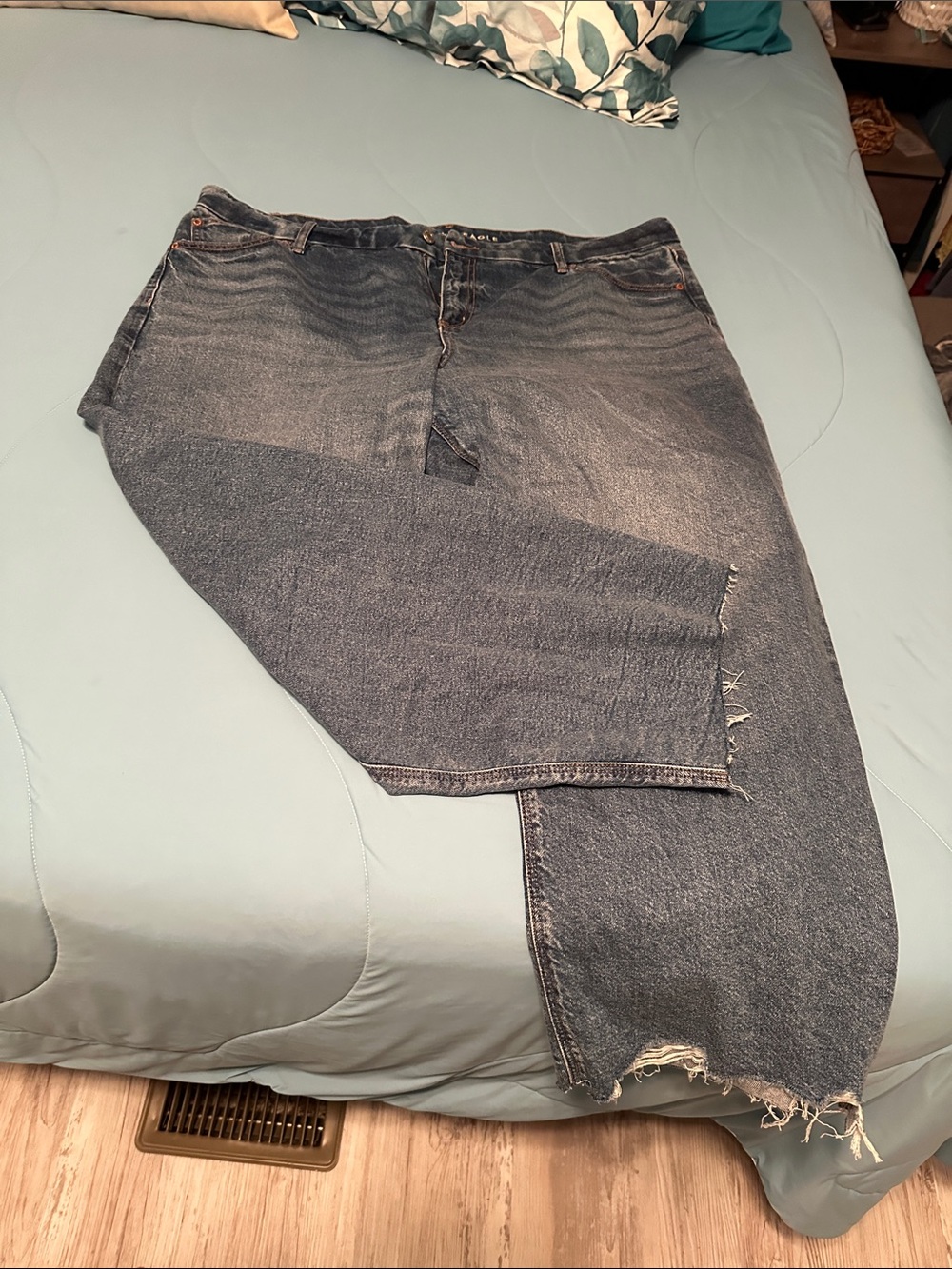 American Eagle Outfitters Dark Blue Distressed Ankle Jeans